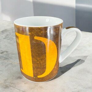 Pier One 1 Monogram Mug Cup Brown Orange Letter Capital D Initial Ceramic Mug